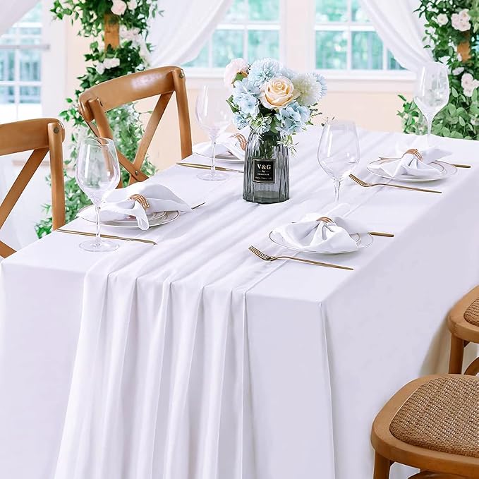 Pack of 25 | White | 10ft Chiffon Table Runner 29x120 Inches Long Romantic Rustic Sheer Gauze Runner for Wedding Bridal Shower Birthday Banquets Engagement Spring Easter Boho Decorations