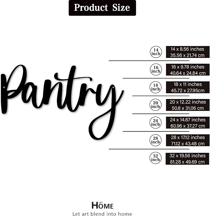 Pantry Metal Sign, Home Wall Art Decor, Black Wall Art Hanging Word Decoration For Home Outdoor Metal Sign