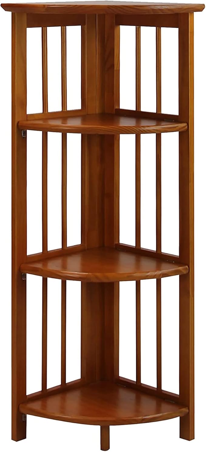 Casual Home 3-Shelf Folding Stackable Bookcase and Casual Home 4-Shelf Corner Folding Bookcase Bundle