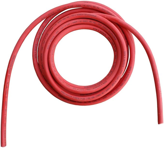 WindyNation 1/0 Gauge AWG (2 Feet Black + 2 Feet Red) Power Inverter Battery Cable Wire Kit for DC to AC Inverters RV, Car, Solar, Marine, Off-Grid