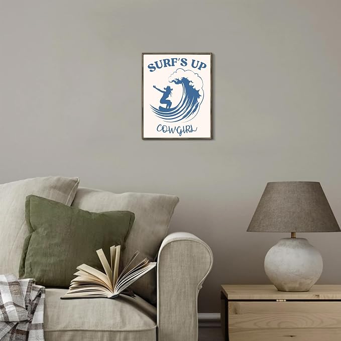 XOCUUI Coastal Cowgirl Wall Art,Coquette Blue Cowgirl Boots Posters,Blue Beachy Cowgirl Room Decor,Preppy Aesthetic Pictures Prints for Teen Girl Dorm Apartment Decoration 8x10 (Unframed)