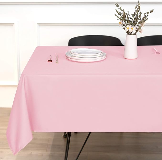 sancua Rectangle Tablecloth - 60 x 120 Inch - Stain and Wrinkle Resistant Washable Polyester Table Cloth, Decorative Fabric Table Cover for Dining Tables, Buffet Parties and Camping, Pink