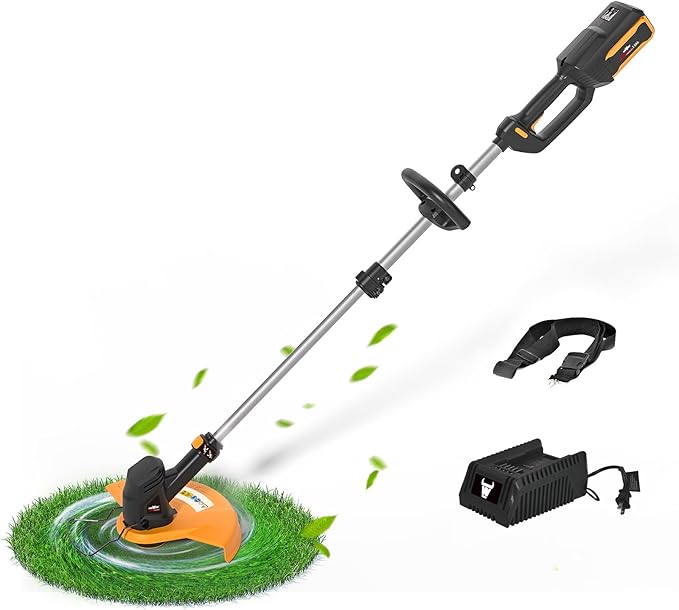 40V Cordless Weed Whacker, 4Ah Battery Powered Weed Eater, 3-Positions Adjustable Cutting Width Grass Trimmer, Telescopic Aluminum Shaft String Trimmer, Battery & Charger Included