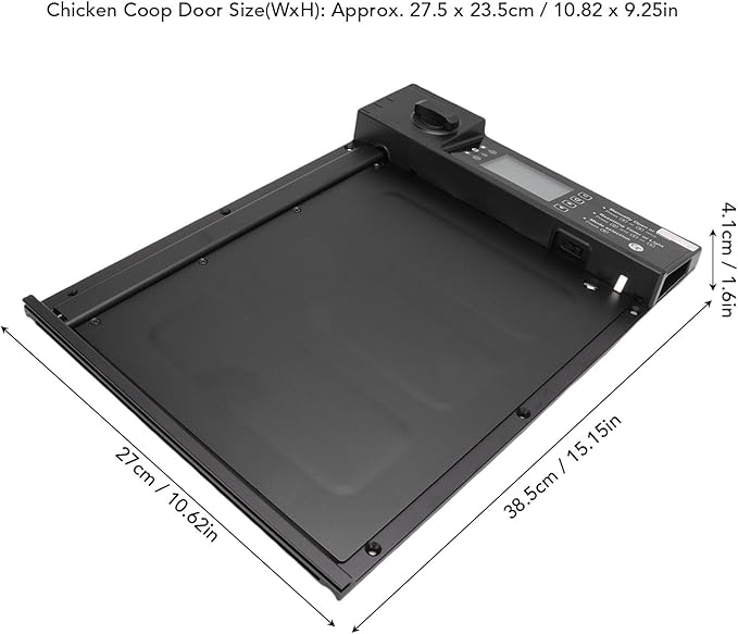 Automatic Chicken Coop Door Solar Powered, 2000mAh Al Alloy Rainproof Frostproof Anti Pinch with Light Sensor Timer Remote Control Chicken Coop Door Automatic for Poultry