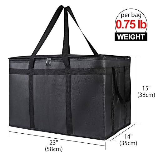 Bodaon Insulated Food Delivery Bag with Hard Bottom, XXXL, Black, 2 Pack | Heavy Duty Thermal Catering Tote for Hot Pizza, Cold Drinks & Meal Boxes for Delivery Staff, Restaurants, and Outdoor Events