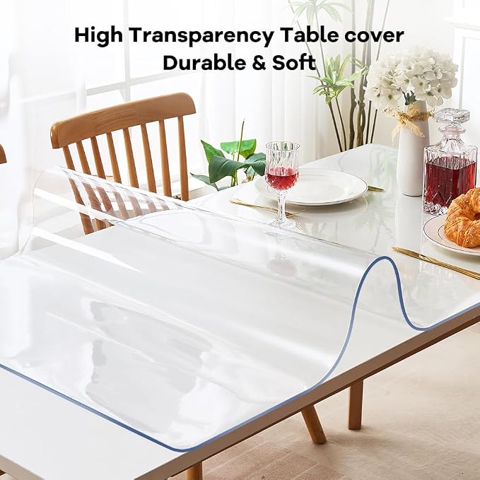 Rectanglar 19x36 in Clear Plastic Table Protector Desk Cover Chair Mat Thicken Transparent Desk Pad Mat Table Cover Protector Table Pad Tablecloth Cloth for Coffee Table Writing Desk Topper Waterproof