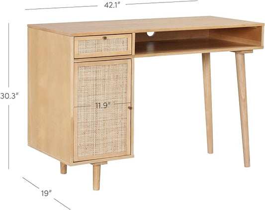 Nathan James Jacklyn Modern Home Office Writing Desk, OneSize, Natural Brown