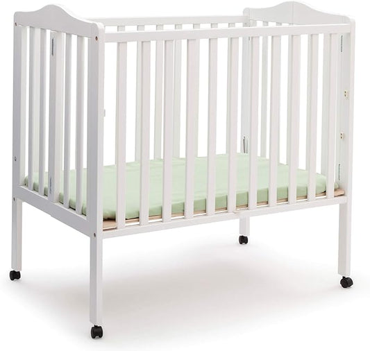 Delta Children Folding Portable Mini Baby Crib with Mattress + American Baby Waterproof Mini Crib Mattress Protector
