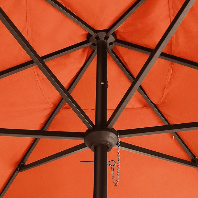 EliteShade USA 10-Year-Non-Fading 6.5x10Ft Rectangular Market Umbrella Patio Umbrella Outdoor Table Umbrella with Ventilation(Rust)