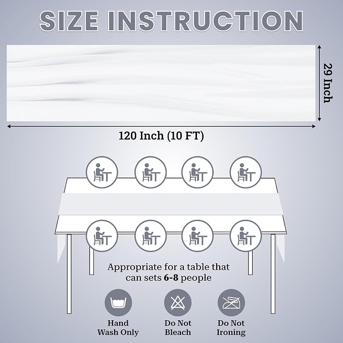 Pack of 25 | White | 10ft Chiffon Table Runner 29x120 Inches Long Romantic Rustic Sheer Gauze Runner for Wedding Bridal Shower Birthday Banquets Engagement Spring Easter Boho Decorations
