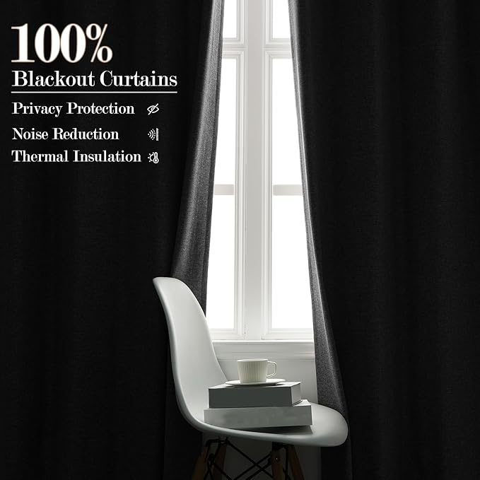 100% Blackout Linen Textured Drapes for Bedroom Pinch Pleated Curtains for Track System Portable Drapery for Sliding Glass Door/Storage/Space Room Divider, 70" Wx102 L, 1 PC, Light Grey