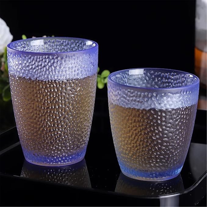 drinking glassware Stackable Heat-resistant Water Cup for Juice Beer(Blue,Medium)