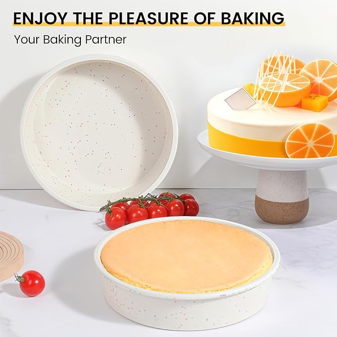 Vinino 10 Inch Round Cake Pan with Stainless Steel Frame | Perfect for Cheesecake, Layer Cakes & Desserts, Food Grade Silicone, Nonstick Surface, Easy Release and Cleanup