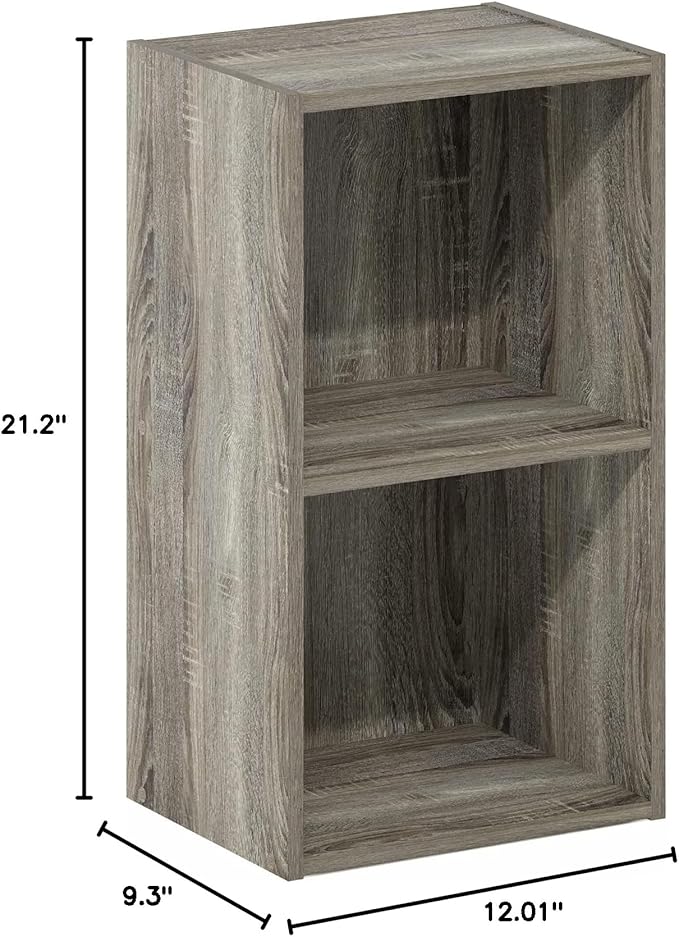 Furinno Luder Bookcase / Book / Storage, 2-Tier Cube, French Oak