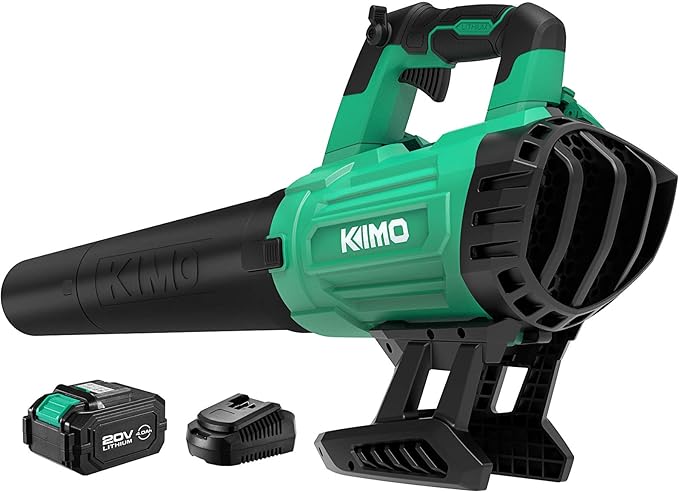 KIMO Cordless Leaf Blower - 400CFM Battery-Powered Blower for Blowing Wet Leaves, Snow Debris and Dust, 20V Electric Leaf Blower with Battery & Charger for Lawn Care Garden Yard Work Around The House