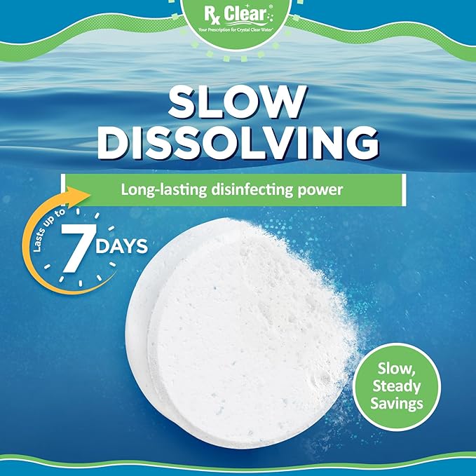 Rx Clear 3" Inch Chlorine Tabs | 35 Pounds | Individual Stabilized Chlorinating Tablets for Sanitizing Swimming Pools | Long Lasting, Slow Dissolving, and UV Protected