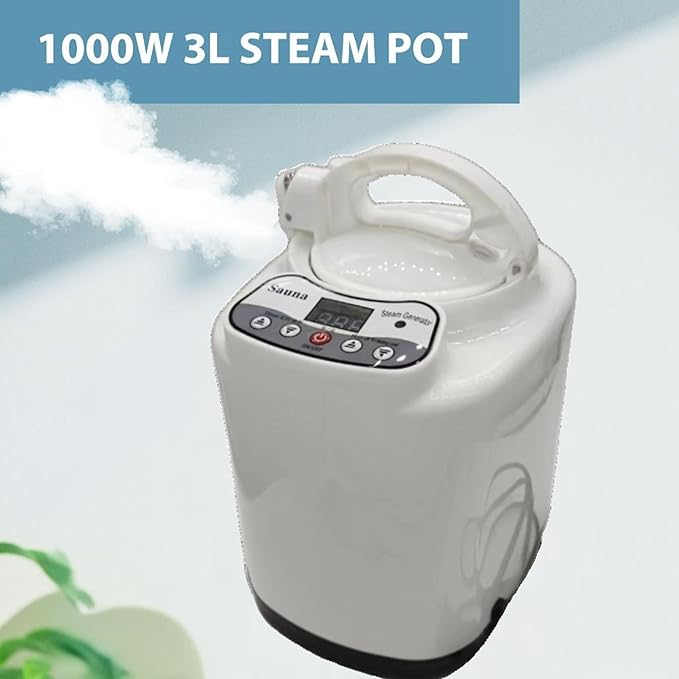 3L Sauna Steamer, Fcc Certified 3L & 1000W Steam Generator, Sauna Steamer Machine with Remote Control, Portable Sauna Steamer with Sturdy Lid and Explosion-Proof Interior, Black
