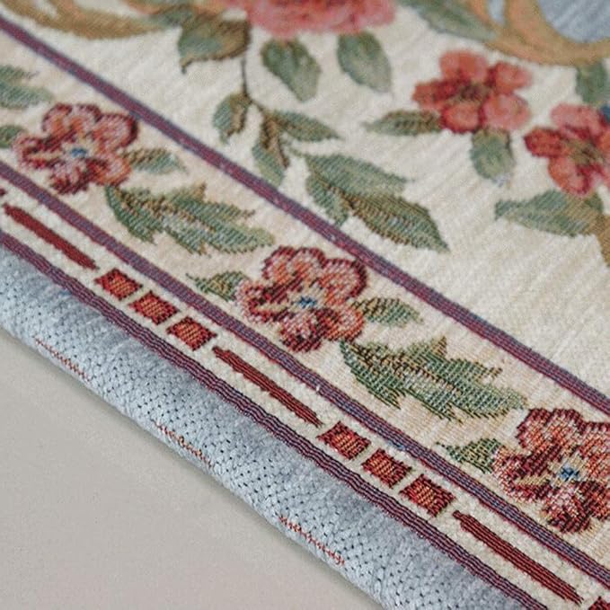 Home Decor Non-Shedding Washable Area Rugs Floral Design Accent Rugs Carpet for Bedroom Living Room Dining Room, 5′3″ × 7′6″, Luxury Blue