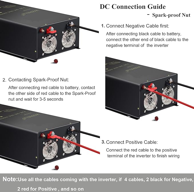WZRELB 3000W 24V Pure Sine Wave Inverter,24 Volt DC to AC 120V 240V Split Phase Power Inverter,6KW Surge,5 AC Outlets,AC Hardwire Terminal,15ft LCD Remote Panel