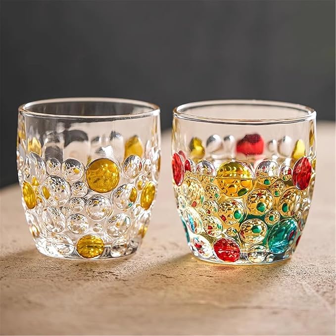 drinking glassware 10.5oz Drinking Glasses Handmade Multicolor Glassware(Multi-colored)