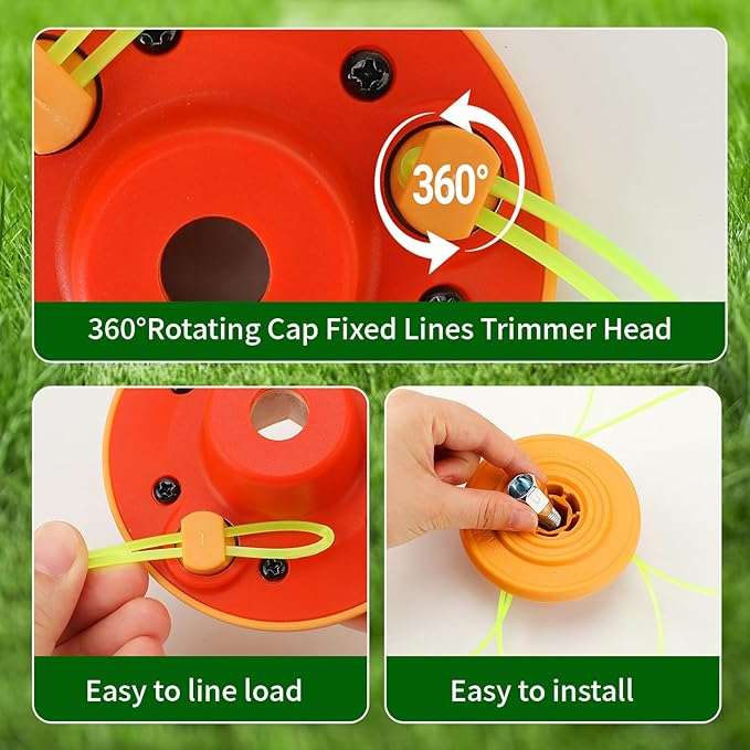 Quintillus Universal Weed Eater Head,H09 Weed Wacker Head Grass Trimmer Head Compatible with Ego, Ryobi,Echo,Weed Warrior with 12pc 11in / .095" Triangle Trimmer Line (Not for Kobalt)
