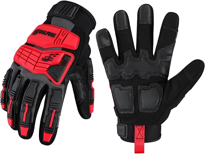 DULFINE Impact-Resistant Work Gloves Men, Heavy Duty Mechanic Gloves,Touch Screen,Ideal for Construction,Forestry, Oil Rig Drilling,Mechanic