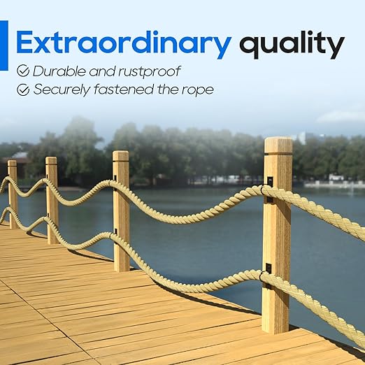 10Pack 2inch Rope Support Holder Drop Ring Brackets Stainless Steel Decorative for Hemp Rope Fencing Stair Deck Railing Ceiling Hook