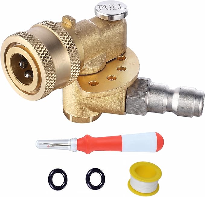 Meteor Blast Pivoting Coupler, 120 Degree with 5 Angles, heavy duty design and Stainless Steel Safety Lock for Pressure Washer Spray Nozzle, Clean Hard to Reach Area, 5000PSI, 1/4” Quick Connect