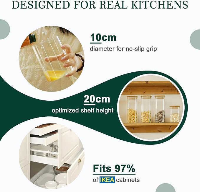 LIBWYS 12-Pack Glass Pantry Storage Jars with Bamboo Lids(0.76/1.22/1.67Qt) | Stackable Dry Food Containers for Pantry Organization, Coffee, Flour, Snacks, Tea, Pasta, Spaghetti | Kitchen Canisters Set
