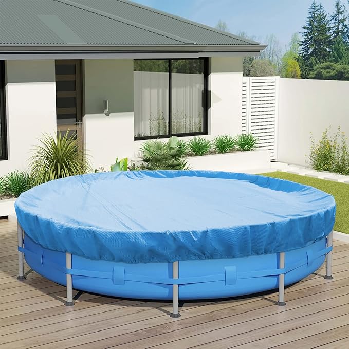 ECOOPTS 6 ft Round Pool Cover for Above Ground Pools, Swimming Pool Cover Protector Winter Safety Cover (Blue)