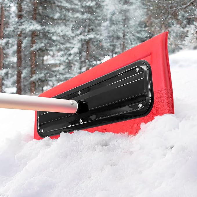 Never-Scratch SnowBuster | 19-Foot Snow Roof Rake(Up to 25Ft Standing Reach) | Heavy-Duty Aluminum|EVA Soft Foam Pad Snow Removal Tool|S-Shaped Push/Pull Design for House Roofs, Solar Panels