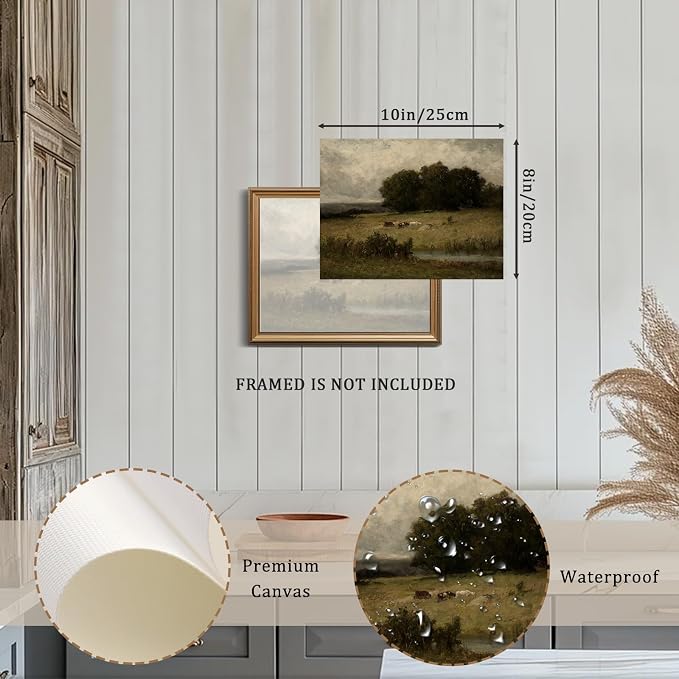 XOCUUI Unframed Canvas Wall Art Vintage Decor, Home Decor Vintage Landscape Oil Painting Canvas Wall Art Decorations for Living Room Kitchen Office Farmhouse Bathroom Decor, 8"x10"