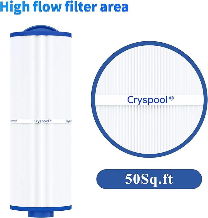 Cryspool® 04077 Compatible with Cal Spa Filters, 4CH-949, PWW50L, FC-0172, Rising Dragon, Dynasty Spas, 50 Sq. Ft Hot Tub Replacement Filter Cartridge, 2 Pack