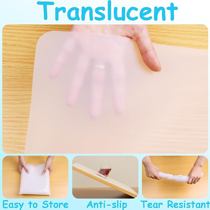 Extra Large Silicone Mats for Crafts: Heat Resistant Non-Slip 19.7" x 29.5" | Nonstick Easy to Cut Clear Silicone Sheet - Translucent Countertop Protector Pad for Jewelry Epoxy Resin Glitter DIY 1 Pcs