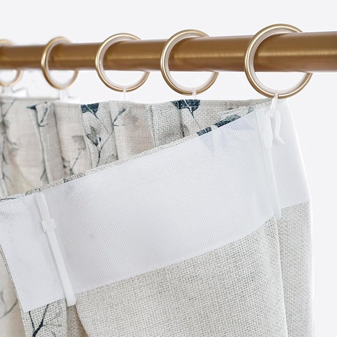 Pinch Pleated Floral Linen Curtains, 100 Inch Wide by 84 Inch Long Printed Curtains for Privacy Light Filtering, Suitable for Living Rooms and Sunrooms.2 Panels