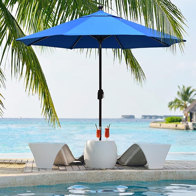 EliteShade USA 10-Year-Non-Fading 9Ft Market Umbrella Patio Umbrella Outdoor Table Umbrella with Ventilation,Royal Blue