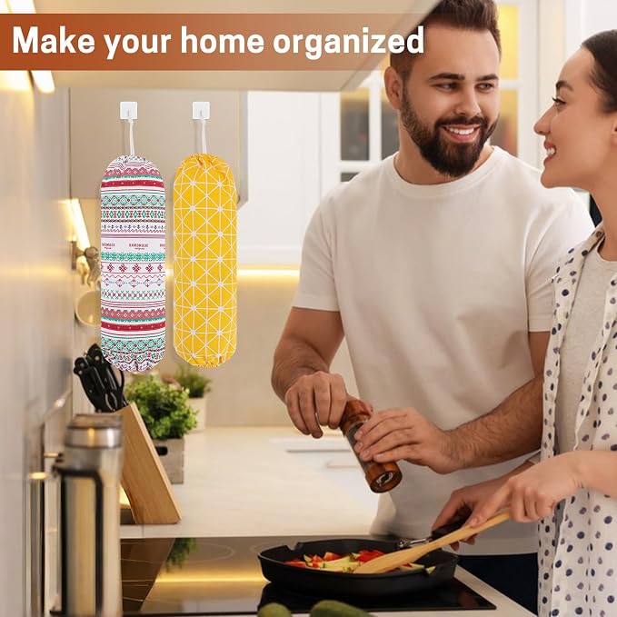 SWISSELITE 2Pcs Plastic Bag Holder, Reusable Plastic Bag Organizer | Wall Mount, Large Grocery Bag Storage Dispenser, 22x9 IN
