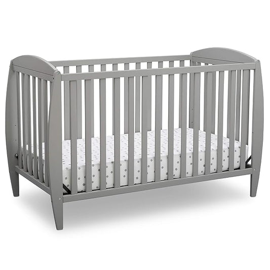 Delta Children Twinkle 4-in-1 Convertible Baby Crib, Easy to Assemble, Sustainable & Serta Perfect Start Dual Sided Baby Crib Mattress & Toddler Mattress - Waterproof - 6" Premium Sustainably
