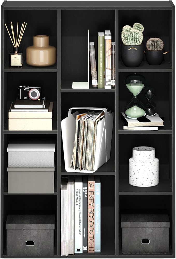 Furinno Luder 11-Cube Reversible Open Shelf Bookcase, Blackwood