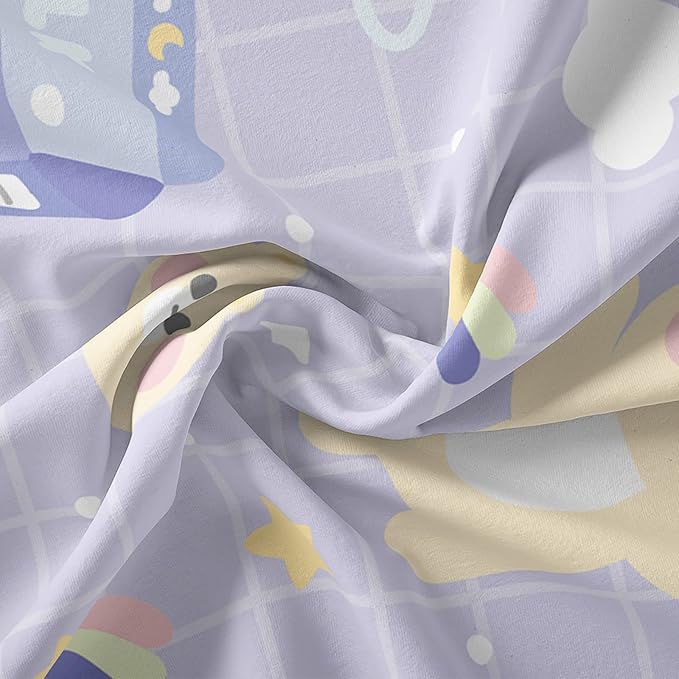 Bear Comforter King Size,Kawaii Comforter Set for Kids Teens Girls,3Pcs Bedding Set Printed Comforter with 2 Pillowcases,Down Alternative,Soft and Lightweight(Purple,King Size)