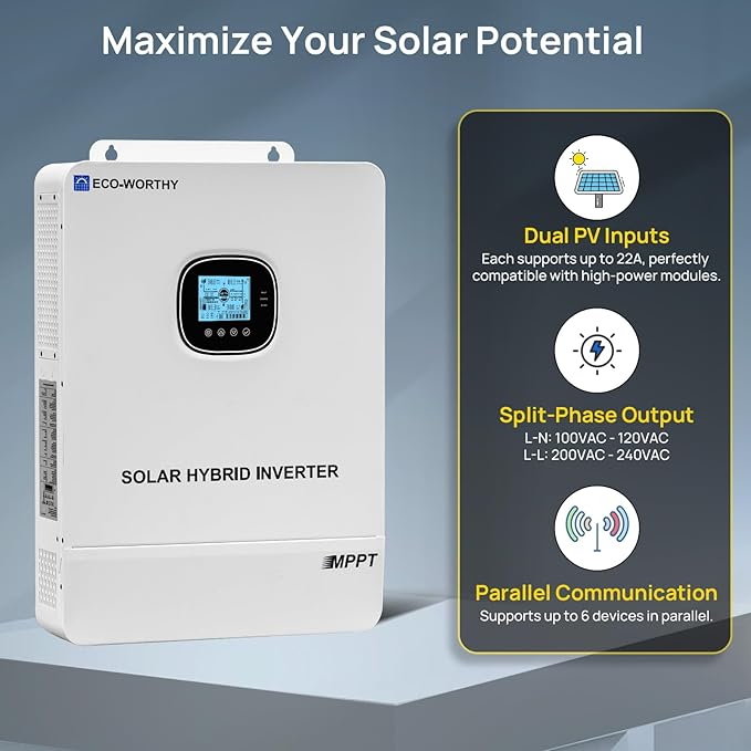 ECO-WORTHY 10KW Output Home Off-Grid Solar Power System: 30.72kwh Server Cabinet with Communication Lithium Battery, Large Capacity, More Freedom.4920W Monocrystalline Photovoltaic Solar Panel Matrix.