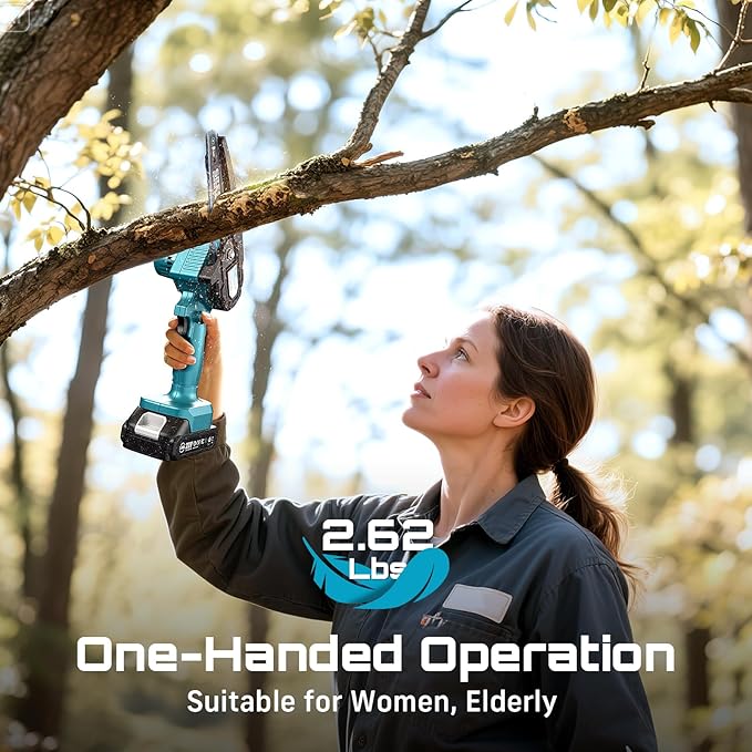 Seesii Mini Chainsaw, 6-inch Mini Chainsaw Cordless, Handheld Electric Power Chain Saw with Battery, for Tree Trimming Wood Cutting,Gifts for Father, Dad, Husband, Men