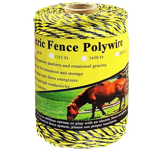 330 Feet Electric Fence Polywire, 100 Meters 1/8" Diameter Portable Electric Fencing Poly Wire Rope Line 6 Steel Strands for Reliable Conductivity & Rust Resistance