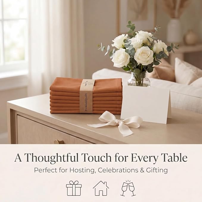 Urban Villa Cloth Napkins Cotton 20x20 (Set of 12) Rust