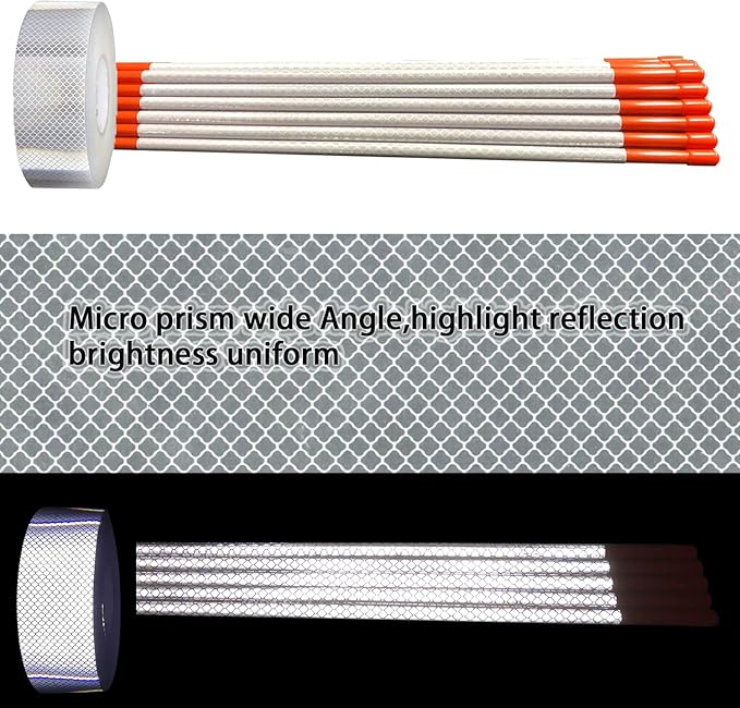 Driveway Marker(High Brightness “Micro Prism ”Reflective Materials) 48 Inch 5/16" Dia,32PCS,Fiberglass Reflective Snow Stakes, for Snow Plow Parking Lots,Snow Stakes.
