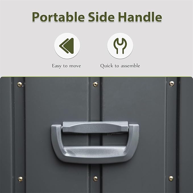 Heavy-Duty Outdoor Metal Storage Box Dark Gray Lockable Water-Resistant Deck Box for Patio Garden Tools Organization Rust-Resistant Outside Storage Box (120 Gallon)