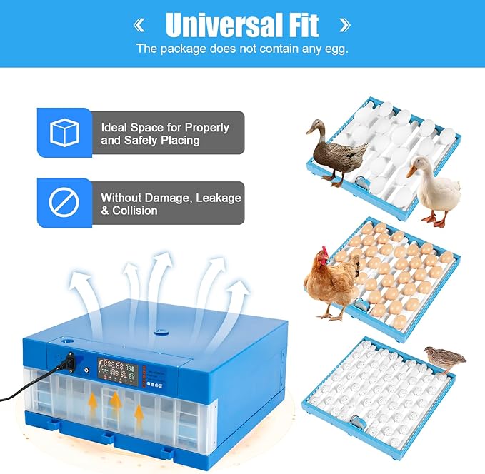 64 Eggs Incubator Digital,Automatic Egg Incubator, Eggs Chicken Quail Chick Hatcher, Hatching Mechine with Temperature Control Digital Display 