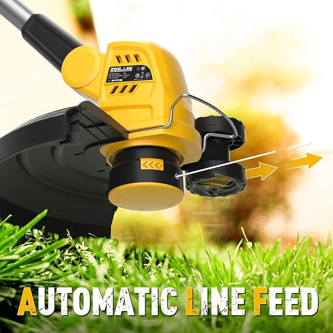 Cordless String Trimmer and Edger, 12 Inch 20V Weed Wacker Battery Operated Lawn Edger with 8 Pcs Replace Spool Trimmer Lines - Battery & Charger Included