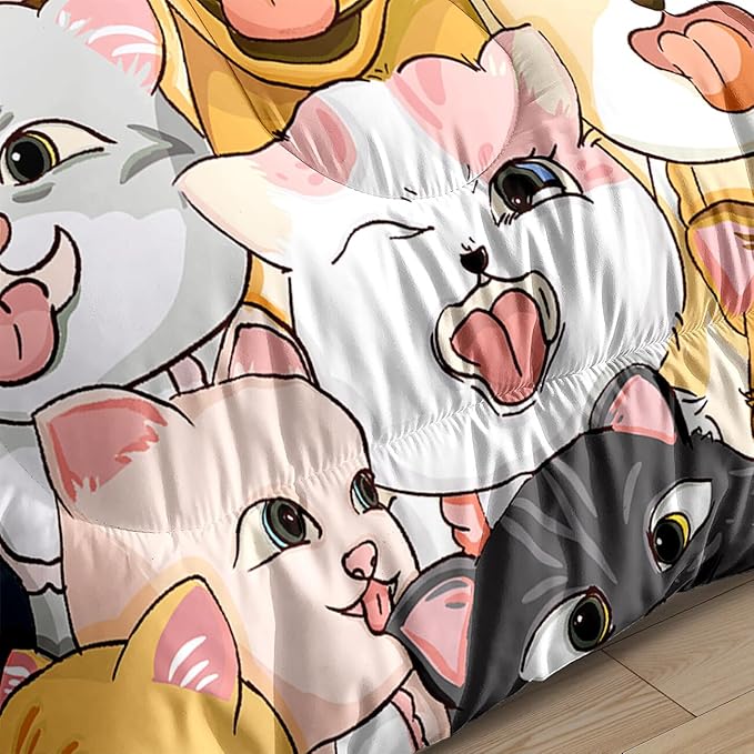 Dog Twin Comforter Set for Boys Bedroom - Dogs Cats Animal Theme Bedding Set for Living Playing Room Ultra Soft Puppy Dogs Kitten Quilt with 1 Pillowcase Kids Room Decor 2Pcs, Twin Size