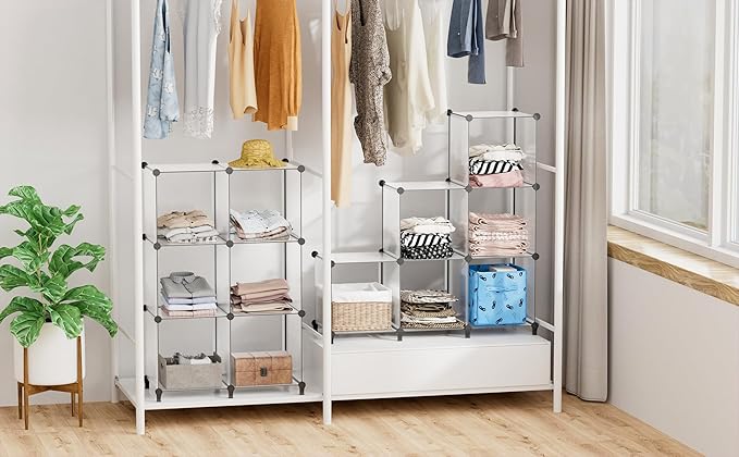 HOMIDEC 20-Cube Transparent Cube Storage Organizer, Modular Storage Shelf with Hammer, Cube Storage Bin Cabinet Closet Bookshelf for Living Room, Bedroom, Office, Each Cube Size 11.8 x 11.8 inch